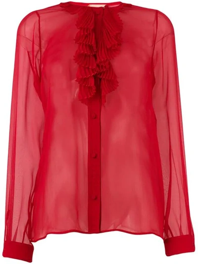N°21 Pleated Front Ruffle Shirt In Red