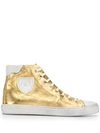 Saint Laurent 20mm Bedford Coated Canvas Hi Sneakers In Gold