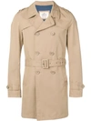 Herno Double Breasted Trench Coat In Neutrals