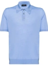 Prada Knitted Polo Shirt In Blue