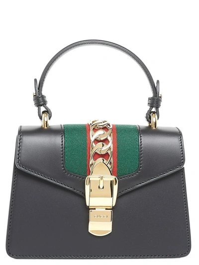 Gucci Mini Sylvie Top Handle Bag In Black