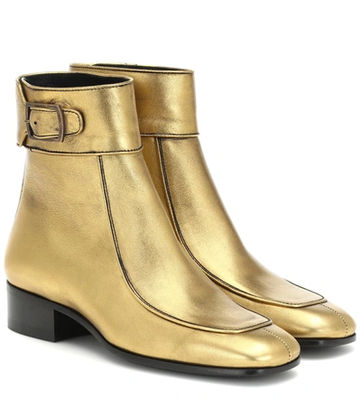 Miles Metallic Leather Ankle Boots In Gold