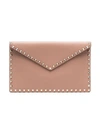 Valentino Garavani Pink Garavani Stud Embellished Leather Envelope Pouch