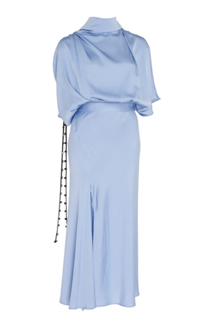 Ellery Soul Driver Draped Satin Dress In Blue | ModeSens