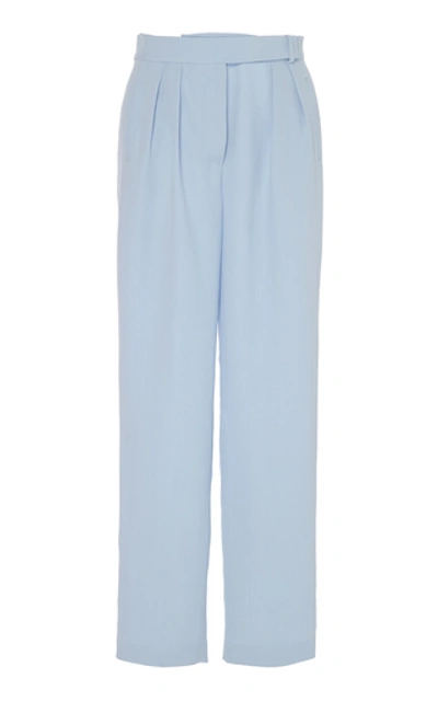 Delpozo Pleated Crepe Wide-leg Pants In Blue