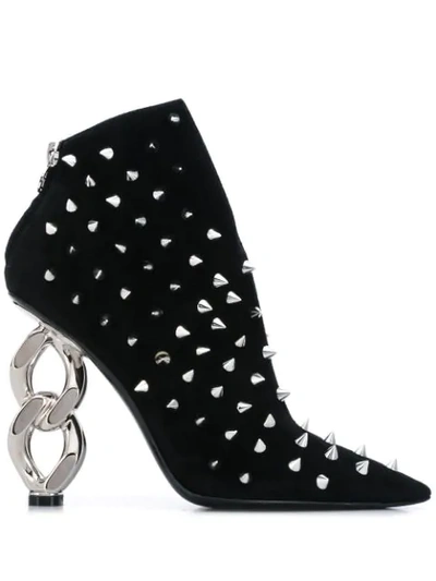 Balmain Oxan Embellished Suede Ankle Boots In Black