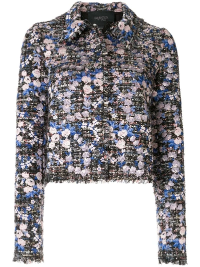 Giambattista Valli Floral Sequined Boucle Jacket In Blue