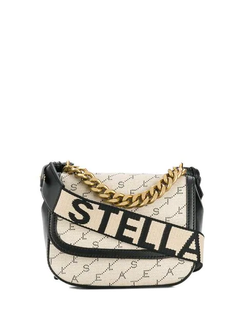 Stella Mccartney Monogram Canvas Chain Crossbody Bag - Beige In Neutrals | ModeSens