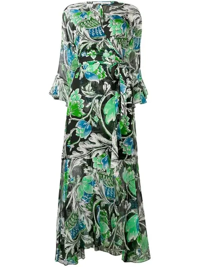 Diane Von Furstenberg Tiger Lily Print Wrap Dress In Black