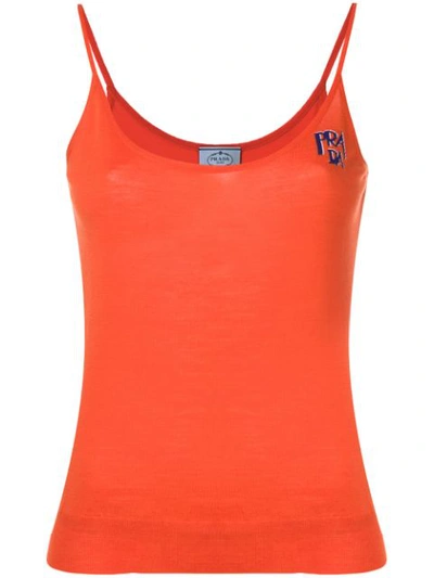 Prada Fine Knit Camisole In F0049 Arancio