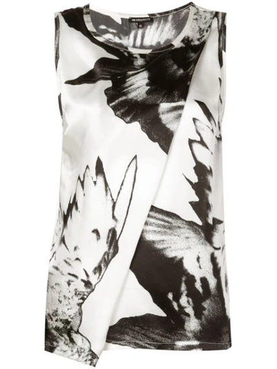 Ann Demeulemeester Abstract Floral Print Wrap Vest In White