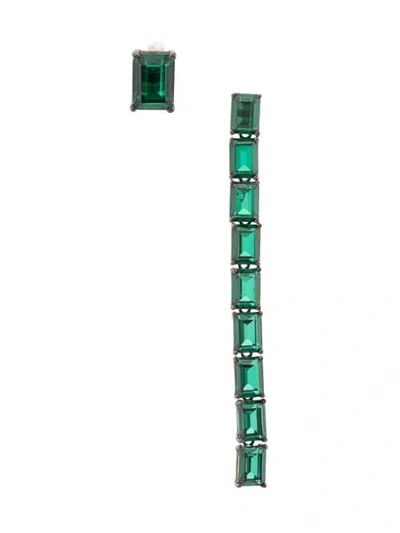 Ann Demeulemeester Baguette Emerald Earrings In Green