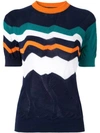 Kolor Distorted Stripe Top In Blue