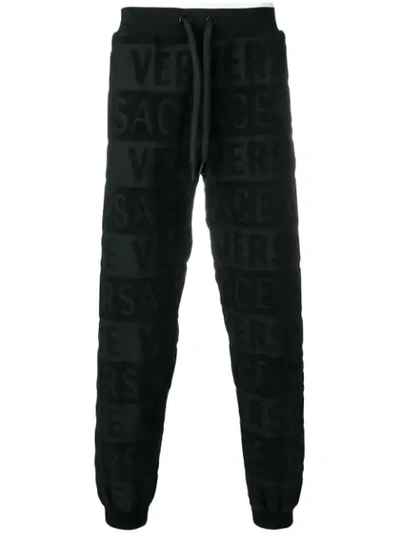 Versace Men's Tonal Logo Lounge Jogger Pants In Black