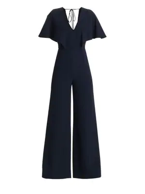 halston heritage navy jumpsuit