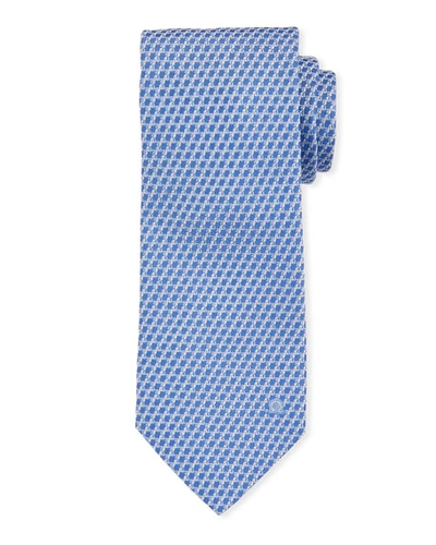 Ferragamo Swirl Texture Silk Tie, Blue
