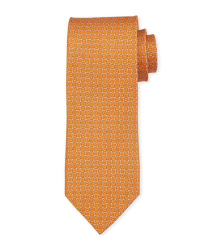 Ferragamo Block Gancio Silk Tie, Orange
