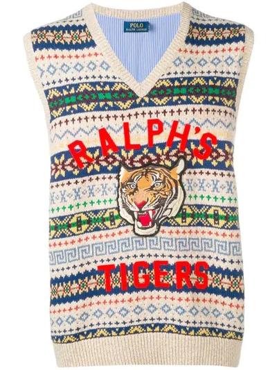 Polo Ralph Lauren Tigers Knit Vest In Neutrals