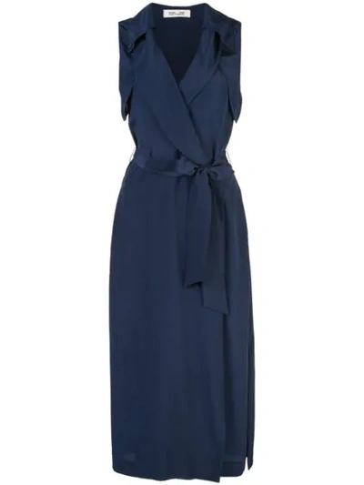 Diane Von Furstenberg Augusta Sleeveless Silk Wrap Dress In Blue
