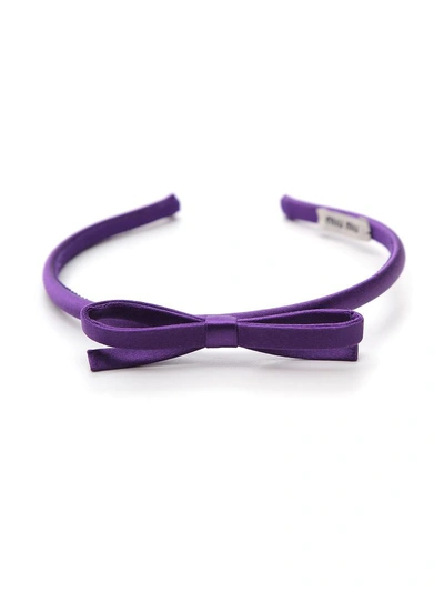 Miu Miu Bow Headband In Purple