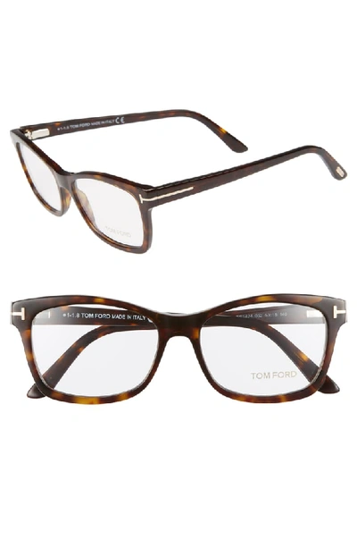 Tom Ford Square Optical Frames, Brown Havana In Shiny Classic Dark Havana