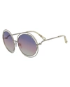 Chloé Women's Carlina Torsade Oversized Round Sunglasses, 58mm In Gold/rainbow