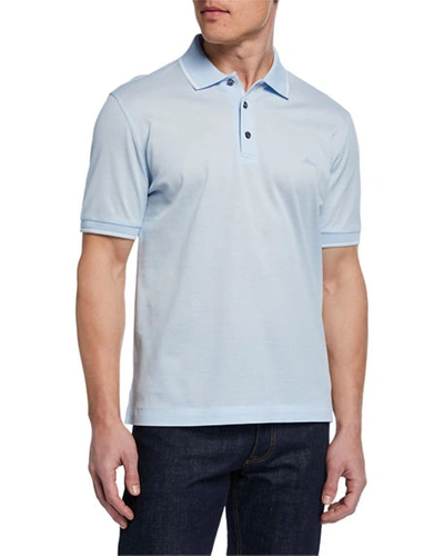 Brioni Men's Tipped Pique Polo Shirt In Blue