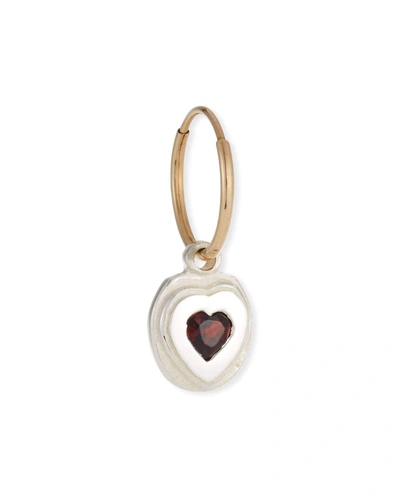 Lee Brevard Orchid Heart Single Earring With Garnet In Silver