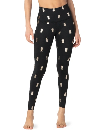 Beyond Yoga Pineapple High-waist Midi Leggings In Black Pineapple