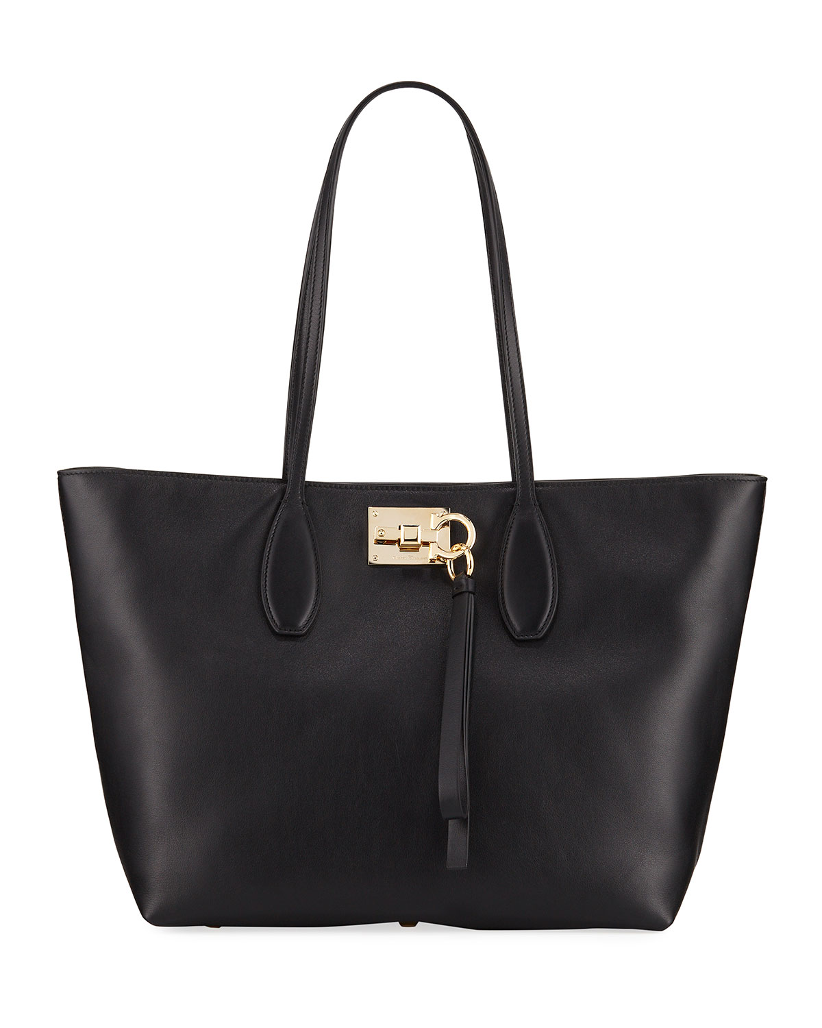 Salvatore Ferragamo Studio Small Leather Tote Bag In Black | ModeSens