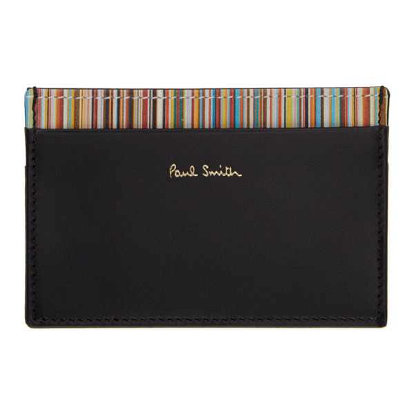 Paul Smith Signature Stripe Trim Credit Card Holder In 78 Blkme | ModeSens