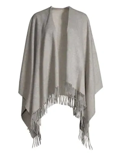 Rag & Bone Cashmere Poncho With Fringe In Heather Grey