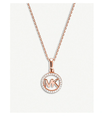Michael Kors Custom Kors Sterling Silver Logo Starter Necklace In 14k Gold-plated Sterling Silver, 14k Rose Gold-