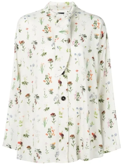 Fay Floral Print Blouse In White