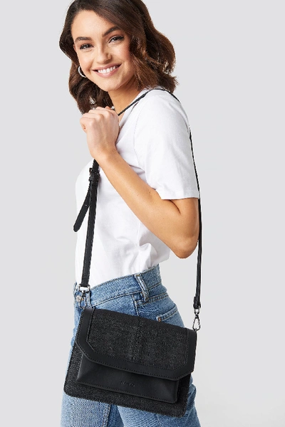 Na-kd Denim Shoulderbag With Chain Strap - Black