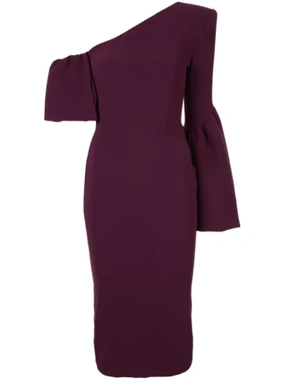 Alex Perry Rhys-satin Crepe One Shoulder Midi Dress In Purple