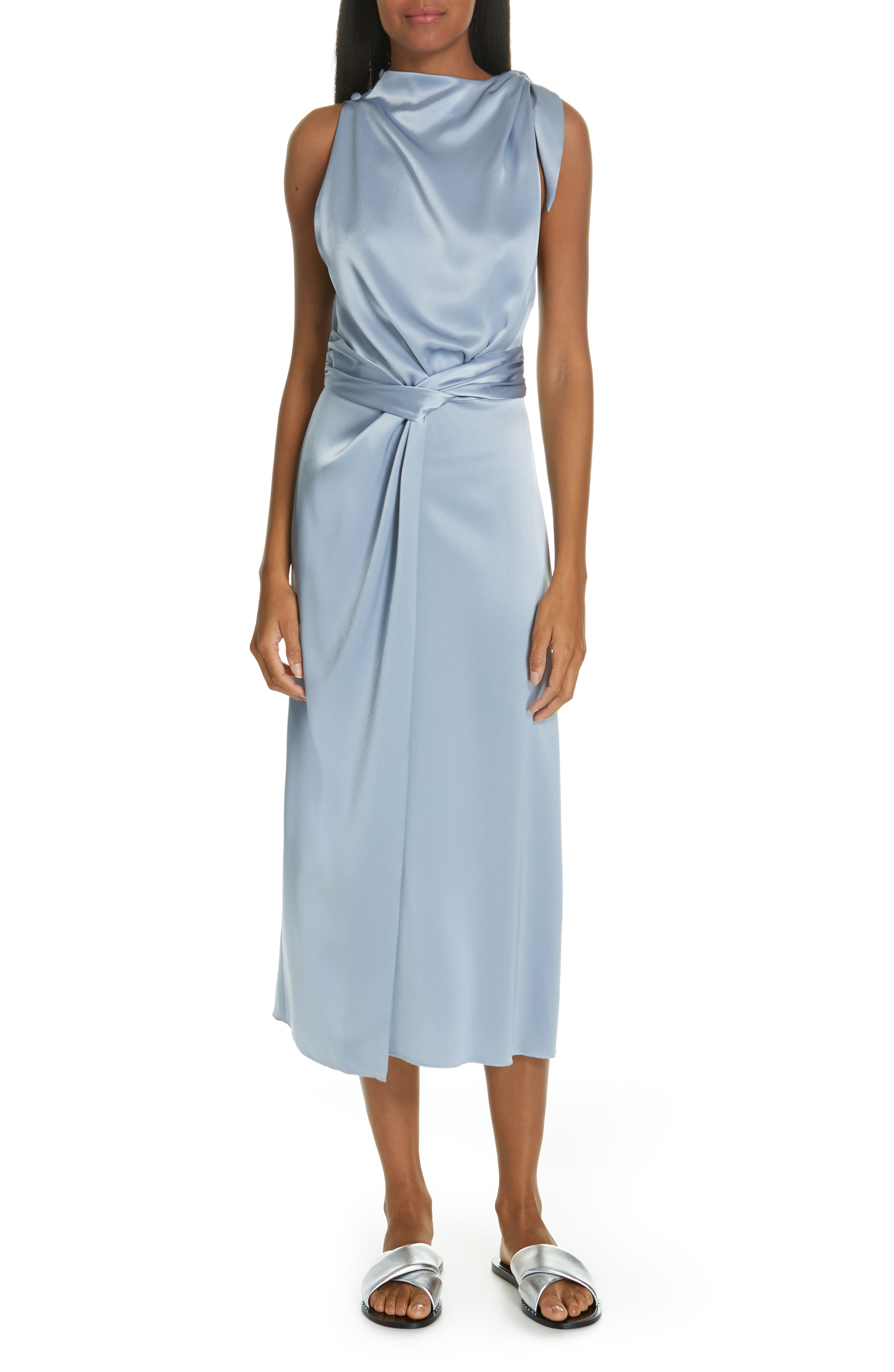 ice blue satin dress