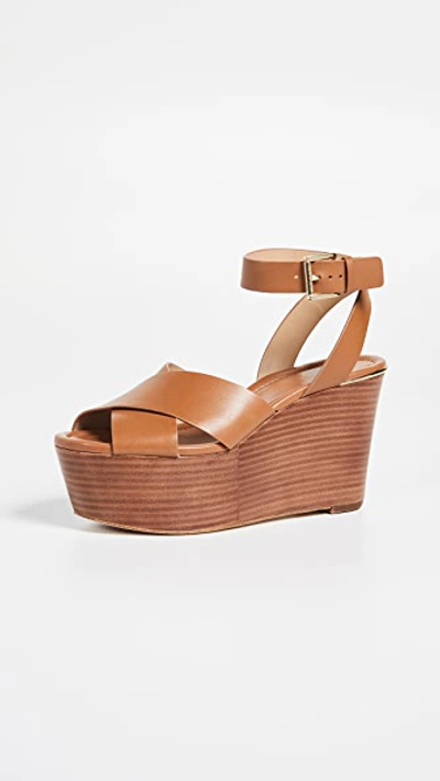 Michael Michael Kors Abbott Platform Wedge Sandal In Acorn