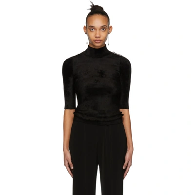 Balenciaga Velvet Mock Neck Sweater In 1000 Black