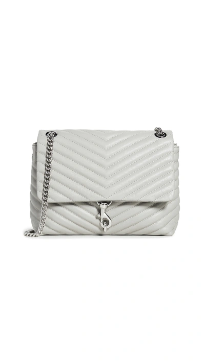 Rebecca Minkoff Edie Metallic Leather Shoulder Bag - Grey In Ice Gray/silver