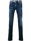 Philipp Plein Paint Effect Skinny Jeans In Blue