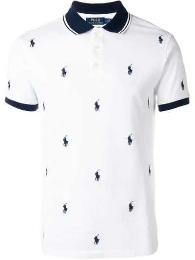 Polo Ralph Lauren Logo Print Polo Shirt In White