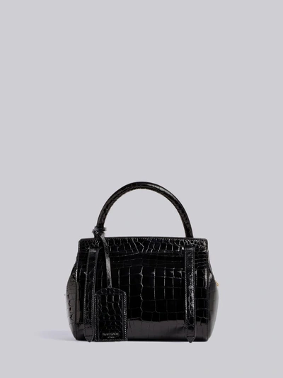 Thom Browne 3-strap Small Crocodile Leather Bag In Black