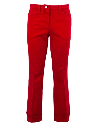 N°21 Red Stretch Cotton Bootcut Trousers In Rosso