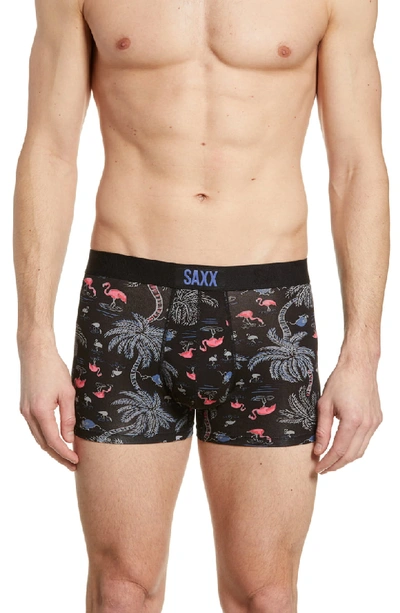 Saxx Vibe Stretch Trunks In Black Flamingo Beach