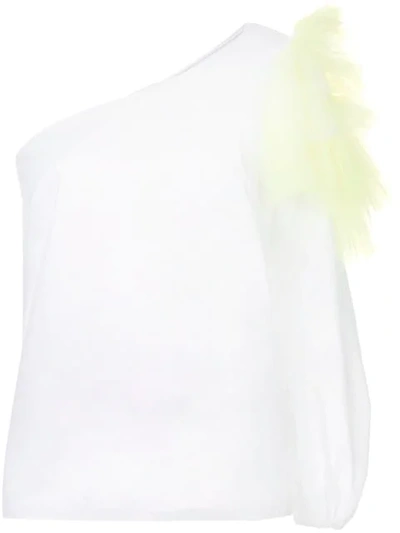 Delpozo One-shoulder Mesh Top In White