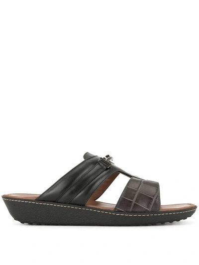 Tod's Logo Open-toe Sandals In Black