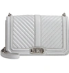 Rebecca Minkoff 'chevron Quilted Love' Crossbody Bag In Ice Grey