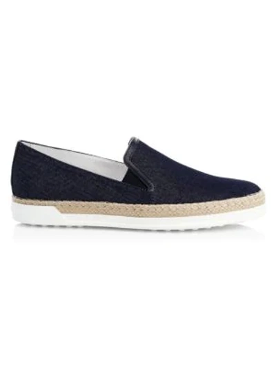 Tod's Sportivo Cracked Patent-leather Slip-on Sneakers In Blue
