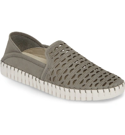 Nic + Zoe Janelle Perforated Slip-on In Grey Nubuck Leather